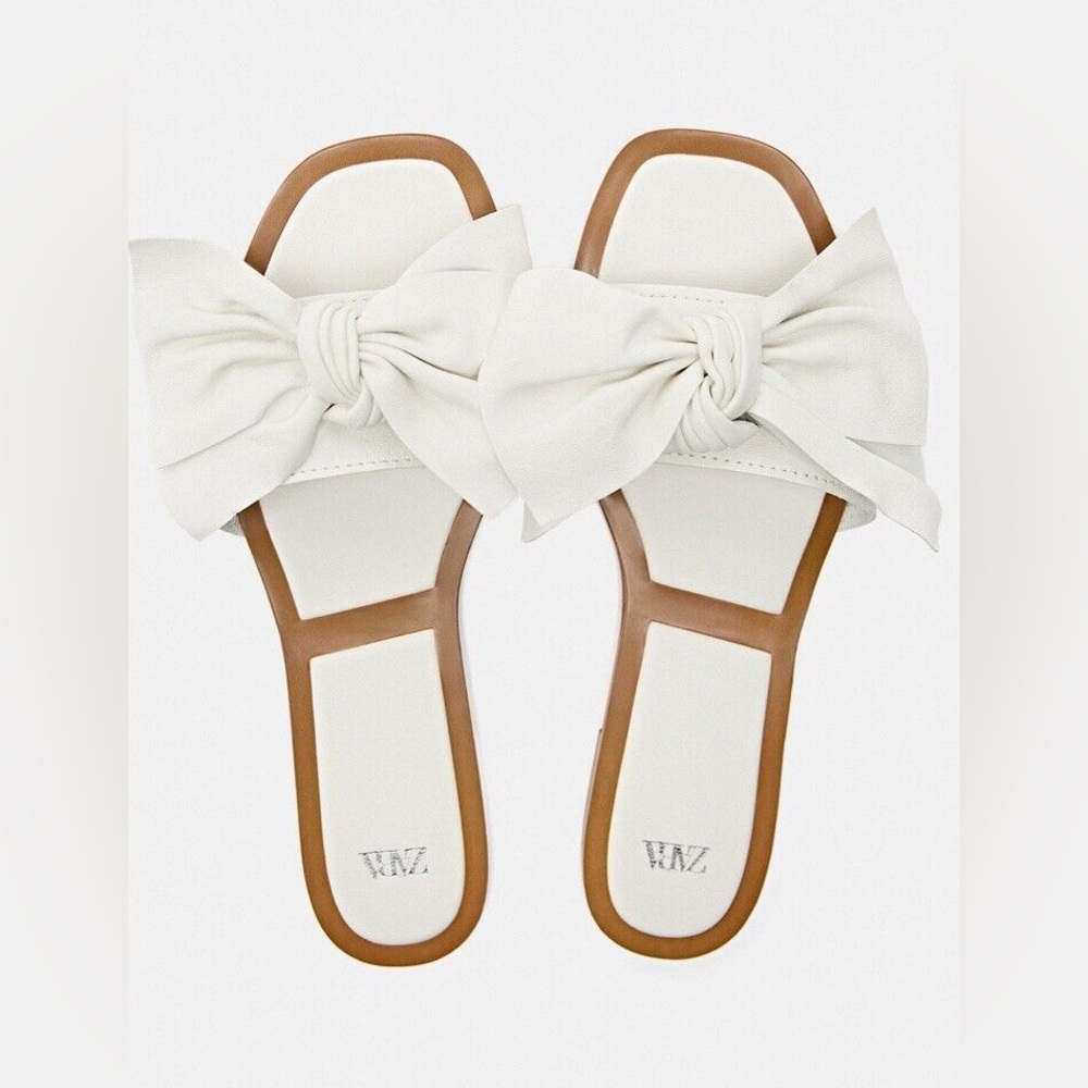 Zara flat sandals with bow